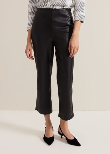 Phase Eight Mya Pu Crops Trousers Black USA | 7354189-SD